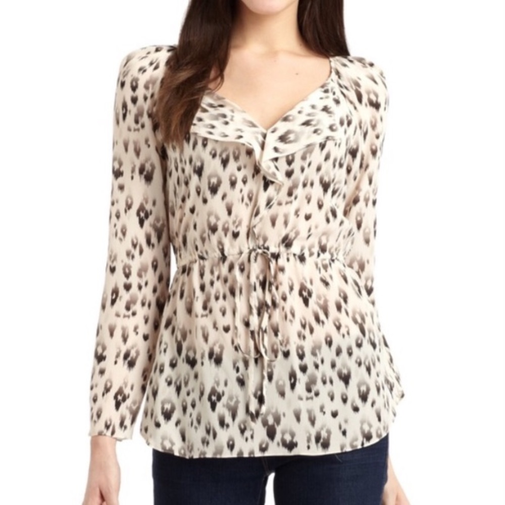 Rebecca Taylor Leopard Silk Blouse 6